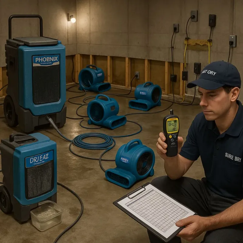 Structural Drying and Dehumidification process in Hood County, TX
